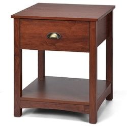 Night Stand Bedside End Table with Storage Drawer and Shelf