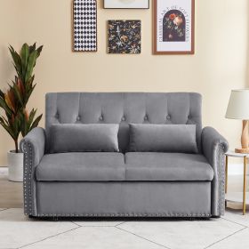 Artemax 55'' Modern Shiny Velvet Convertible Loveseat Sleeper Sofa Couch w/ 2 Lumbar Pillows