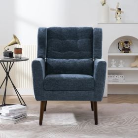 Modern Accent Chair,Chenille Arm Chairs for Living Room,Upholstered Mordern Armchair,Comfy Soft Padded Lounge Chair in Small Space, Bedroom, w/Pillow