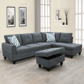 Dark Grey Flannel Living Room Sofa