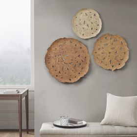 Textured Feather 3-piece Metal Disc Wall Decor Set