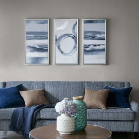 Silver Foil Abstract 3-piece Framed Canvas Wall Art Set