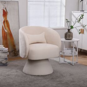 Swivel Accent Chair Armchair, Round Barrel Chair in Fabric for Living Room Bedroom(Beige)