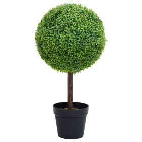 Artificial Boxwood Plant with Pot Ball Shaped Green 19.7"