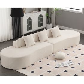 [NEW ARRIVED] [VIDEO PROVIDED] Modern curved combination sofa, terrycloth fabric sofa, minimalist sofa in living room, apartment, no assembly required