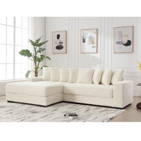 [NEW ARRIVED] [VIDEO PROVIDED] Oversized Two-Piece Couches, L Shaped Sofa, Corduroy, Left Chaise Daybed,with Armrests,Eight Throw Pillows,Corner Sofa