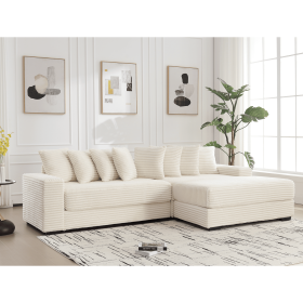 [NEW ARRIVED] [VIDEO PROVIDED] Oversized Two-Piece Couches, L Shaped Sofa, Corduroy, Right Chaise Daybed,with Armrests,Eight Throw Pillows,Corner Sofa