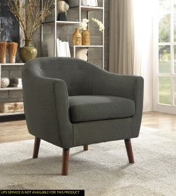 Gray Fabric Upholstered Accent Chair 1pc Espresso Finish Legs Button Tufted Solid Wood Furniture Living Room Chair