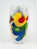 Handpainted Multicolor Glass Vase | Painted Art Glass Oval Vase | Interior Design Home Room Decor | Table vase 12 inch