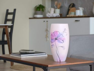 Handpainted Glass Vase for Flowers | Painted Art Glass Oval Vase | Interior Design Gentle Room Decor | Table vase 12 inch