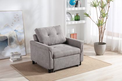 Hannah 35" Gray Woven Convertible Armchair