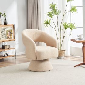 Swivel Accent Chair Armchair, Round Barrel Chair in Fabric for Living Room Bedroom,Nude Teddy