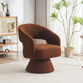 Swivel Accent Chair Armchair, Round Barrel Chair in Fabric for Living Room Bedroom,Brown Teddy