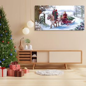 Framed Canvas Wall Art Decor Painting For Chrismas, Kids Riding White Horse Chrismas Gift Painting For Chrismas Gift