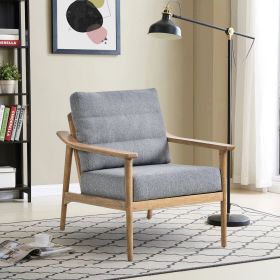 Home Accent Chair Mid-Century Modern Chair Upholstered Lounge Arm Chair with Solid Wood Frame & Soft Cushion for Living Room, Bedroom, Belcony, Gray