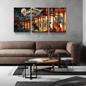 3 panels Framed Canvas Japanese Wall Art Decor,3 Pieces Ukiyo-e Style Painting Decoration Painting for Chrismas Gift, Office,Dining room,Living room