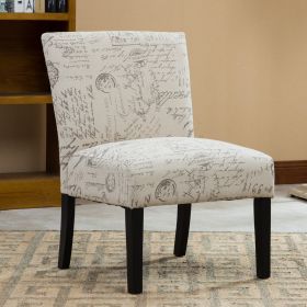 Botticelli English Letter Print Fabric Armless Contemporary Accent Chair