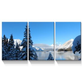 3 Panels Framed Winter Landscape Canvas Wall Art Decor,3 Pieces Mordern Canvas Decoration Painting for Office,Dining room,Living room