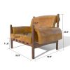 Rustic Accent Chair Vintage Solid Wood Upholstered Chair for Living Room, Bedroom, Reading, Balcony