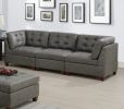 Living Room Furniture Tufted Corner Wedge Antique Grey Breathable Leatherette 1pc Cushion Wedge Sofa Wooden Legs