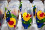 Handpainted Multicolor Glass Vase | Painted Art Glass Oval Vase | Interior Design Home Room Decor | Table vase 12 inch