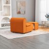 House hold Accent Chair with Ottoman, Cushioned deep seat no armrest accent single lazy chair for Living Room