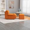 House hold Accent Chair with Ottoman, Cushioned deep seat no armrest accent single lazy chair for Living Room