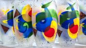 Handpainted Multicolor Glass Vase | Painted Art Glass Oval Vase | Interior Design Home Room Decor | Table vase 12 inch