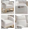 s[Video] Welike 27.6"W Modern Accent High Backrest Living Room Lounge Arm Rocking Chair, Two Side Pocket ,Teddy White (Ivory)