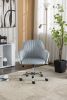 Accent chair Modern home office leisure chair with adjustable velvet height and adjustable casters (DARKGREY)