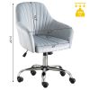 Accent chair Modern home office leisure chair with adjustable velvet height and adjustable casters (DARKGREY)