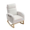 s[Video] Welike 27.6"W Modern Accent High Backrest Living Room Lounge Arm Rocking Chair, Two Side Pocket ,Teddy White (Ivory)