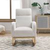 s[Video] Welike 27.6"W Modern Accent High Backrest Living Room Lounge Arm Rocking Chair, Two Side Pocket ,Teddy White (Ivory)