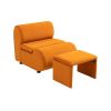 House hold Accent Chair with Ottoman, Cushioned deep seat no armrest accent single lazy chair for Living Room