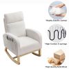 s[Video] Welike 27.6"W Modern Accent High Backrest Living Room Lounge Arm Rocking Chair, Two Side Pocket ,Teddy White (Ivory)