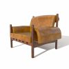 Rustic Accent Chair Vintage Solid Wood Upholstered Chair for Living Room, Bedroom, Reading, Balcony