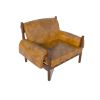 Rustic Accent Chair Vintage Solid Wood Upholstered Chair for Living Room, Bedroom, Reading, Balcony