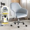 Accent chair Modern home office leisure chair with adjustable velvet height and adjustable casters (DARKGREY)