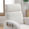 s[Video] Welike 27.6"W Modern Accent High Backrest Living Room Lounge Arm Rocking Chair, Two Side Pocket ,Teddy White (Ivory)