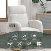 s[Video] Welike 27.6"W Modern Accent High Backrest Living Room Lounge Arm Rocking Chair, Two Side Pocket ,Teddy White (Ivory)