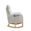 s[Video] Welike 27.6"W Modern Accent High Backrest Living Room Lounge Arm Rocking Chair, Two Side Pocket ,Teddy White (Ivory)