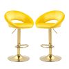 Yellow Velvet Adjustable Modern Dining Chairs,Counter Height Bar Chair,Swivel Bar Stools Set of 2