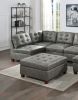 Living Room Furniture Tufted Armless Chair Antique Grey Breathable Leatherette 1pc Cushion Armless Chair Wooden Legs