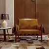 Rustic Accent Chair Vintage Solid Wood Upholstered Chair for Living Room, Bedroom, Reading, Balcony