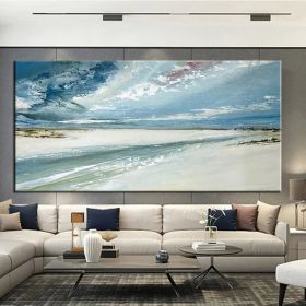 Hand Painted Oil Paintings Abstract Seascape Painting Beach Ocean  Living Room Hallway Luxurious Decorative Painting (style: 1, size: 50x100cm)