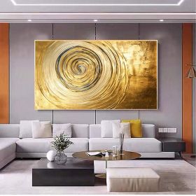 Hand Painted Oil Painting Original Gold Texture Oil Painting on Canvas Large Wall Art Abstract Minimalist Painting Golden Decor Custom Painting Living (style: 1, size: 70x140cm)