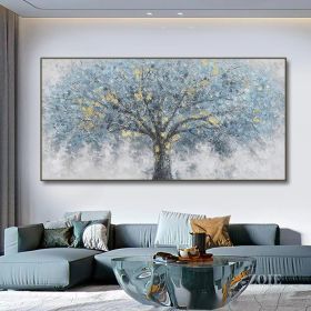 Hand Painted Oil Painting Oil Painting on Canvas Tree Blue Abstract Trees Landscape Modern Oil Painting Original Hand Painted Painting Modern Art (style: 1, size: 70x140cm)