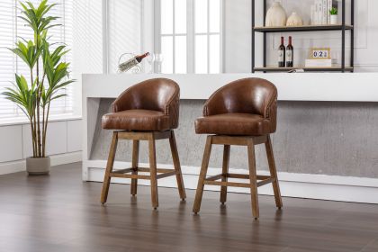 COOLMORE Bar Stools Set of 2 Counter Height Chairs with Footrest for Kitchen, Dining Room And 360 Degree Swivel (Color: as Pic)