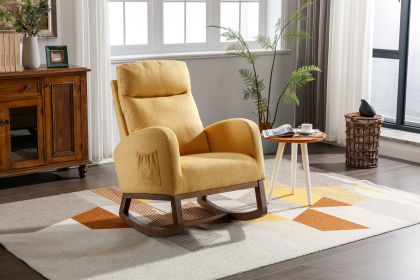 COOLMORE Rocking Chair, Modern Glider Chair, Recliner Armchair with Wood Legs and Side Pocket (Color: as Pic)