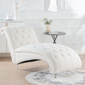 Tufted Armless Chaise Lounge (Color: as Pic)